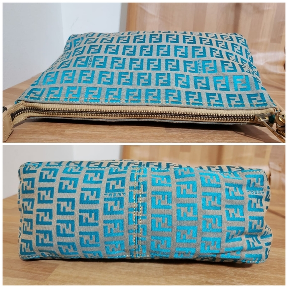 Fendi Blue/ Beige FF Zucchino Pochette Shoulder Bag - Picture 5 of 10